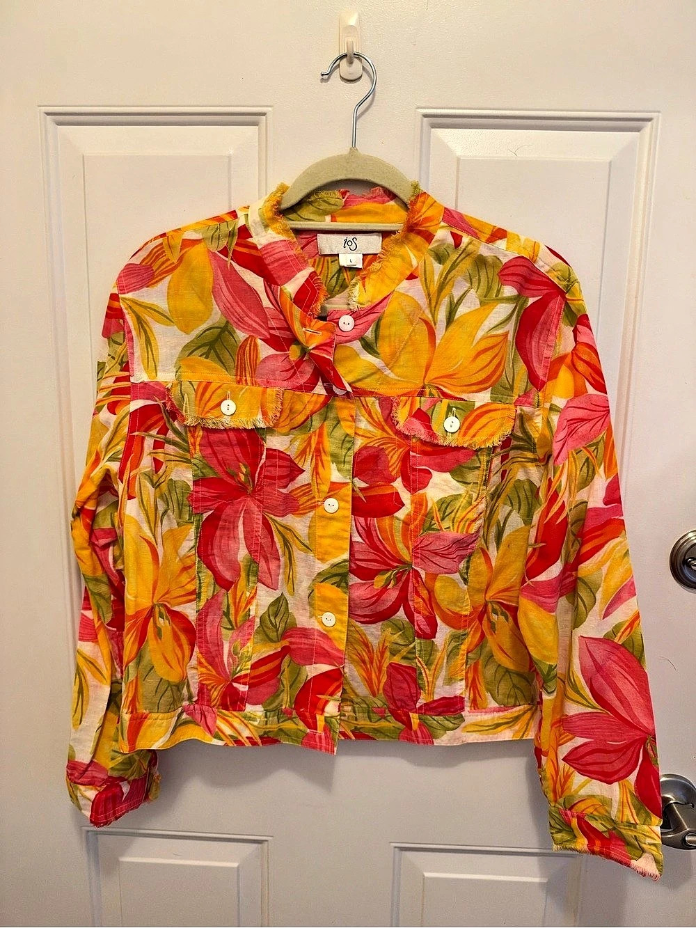 JoS Floral Jacket in Red & Yellow Size Large Like New